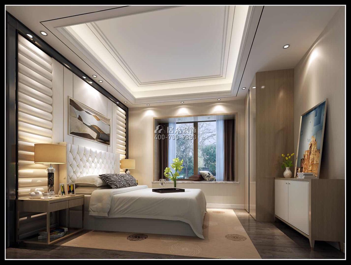 海御豪庭御峰322平方米现代简约风格别墅户型卧室装修效果图
