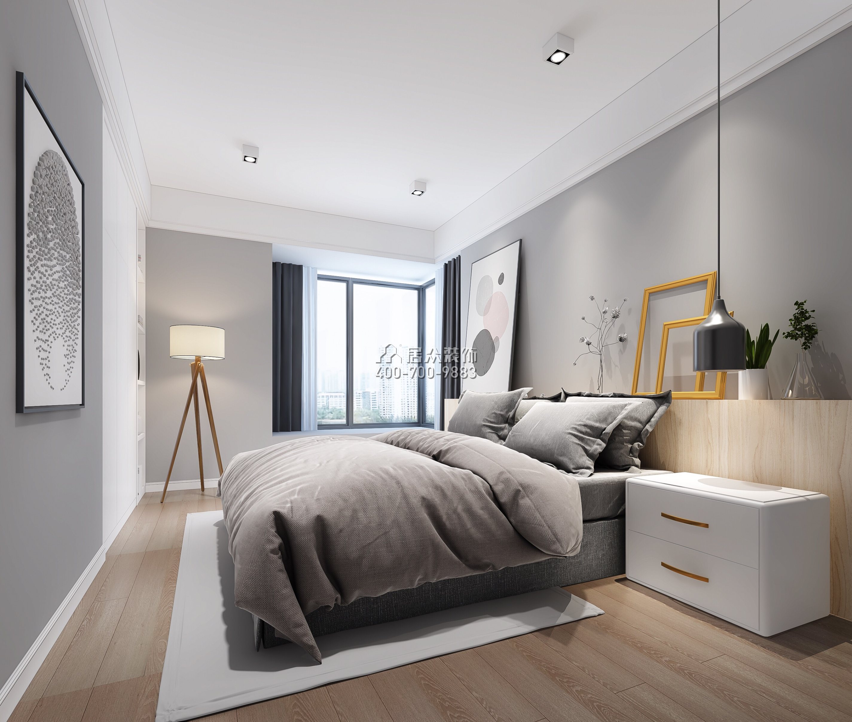 桃源村120平方米北欧风格平层户型卧室装修效果图