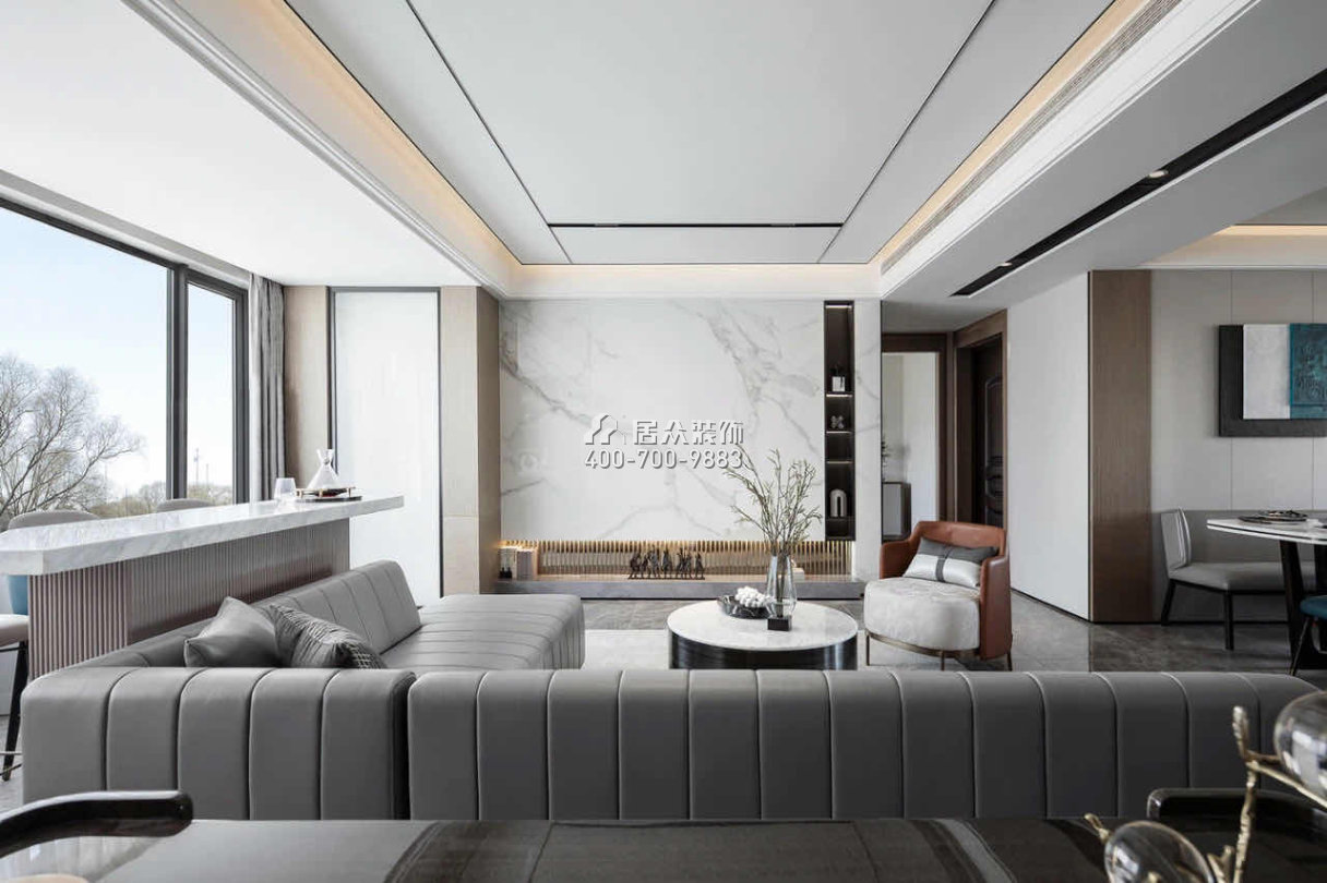 银湖蓝山120平方米现代简约风格平层户型客厅装修效果图