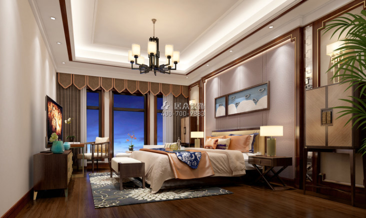 达美溪湖湾500平方米中式风格别墅户型卧室装修效果图