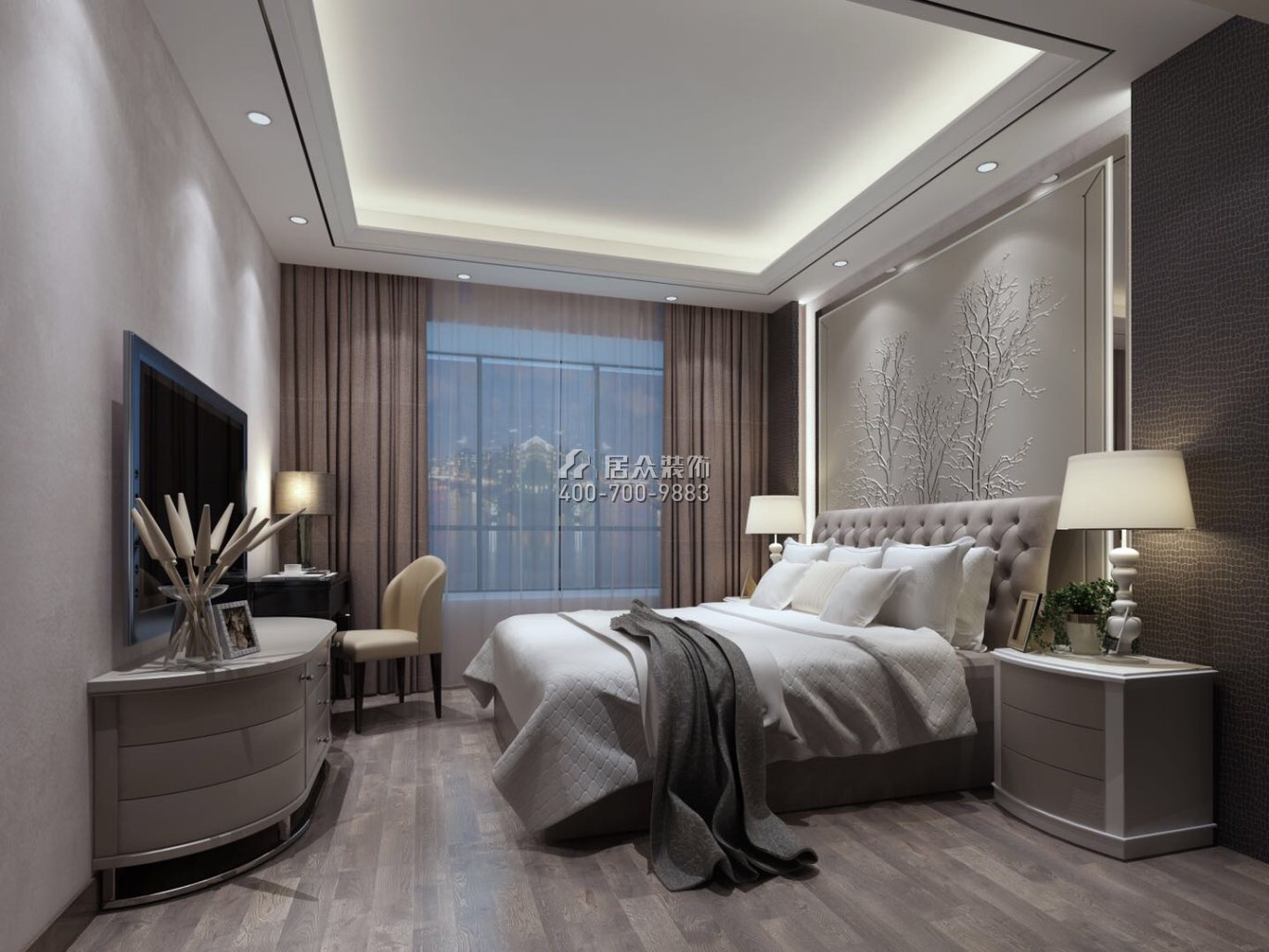 纯水岸十四期300平方米混搭风格平层户型卧室装修效果图