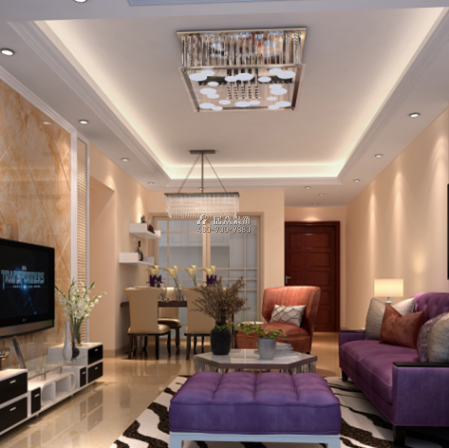 乐城80平方米欧式风格平层户型客厅装修效果图