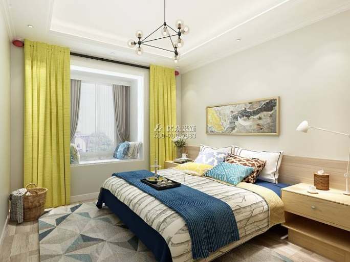 太阳新城58平方米现代简约风格平层户型卧室装修效果图