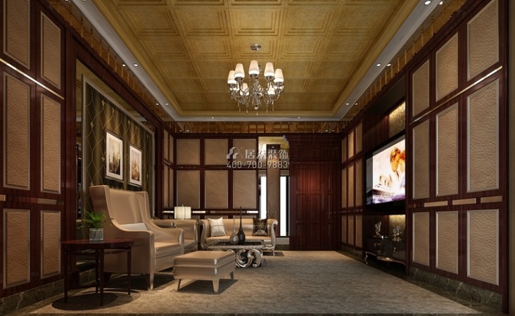 雅居樂中心廣場190平方米新古典風格平層戶型客廳裝修效果圖