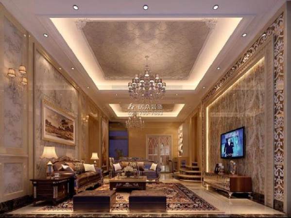 180平方米欧式风格复式户型客厅装修效果图
