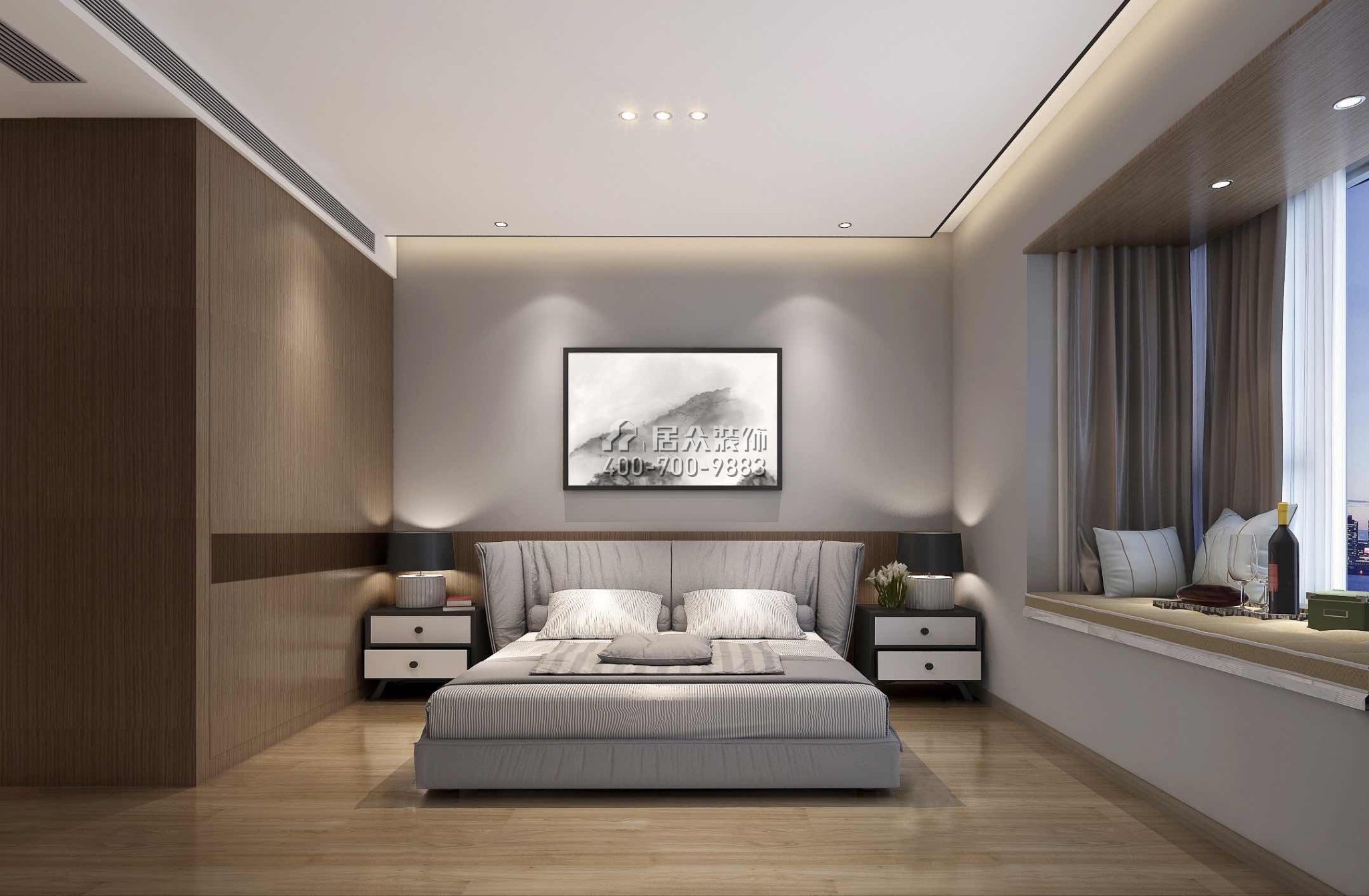 纯水岸200平方米中式风格平层户型卧室开元官网效果图