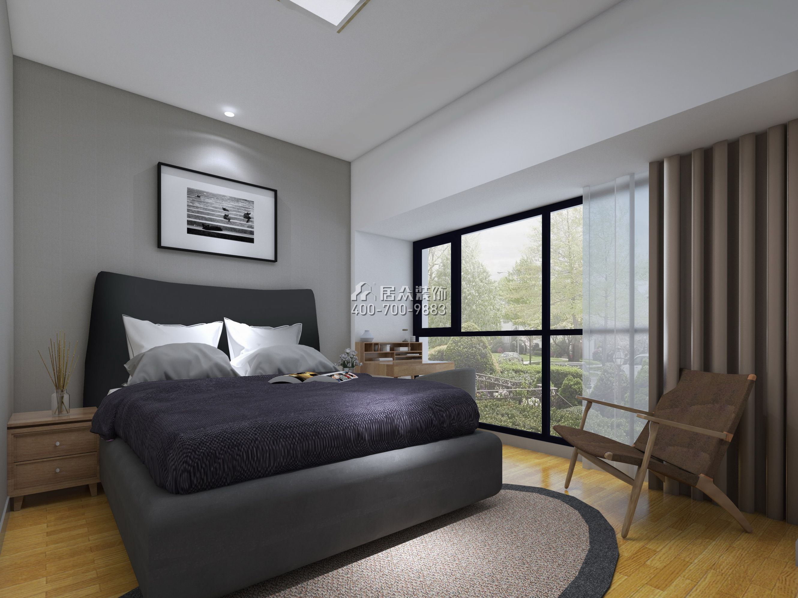 桑泰丹华园135平方米现代简约风格平层户型卧室装修效果图