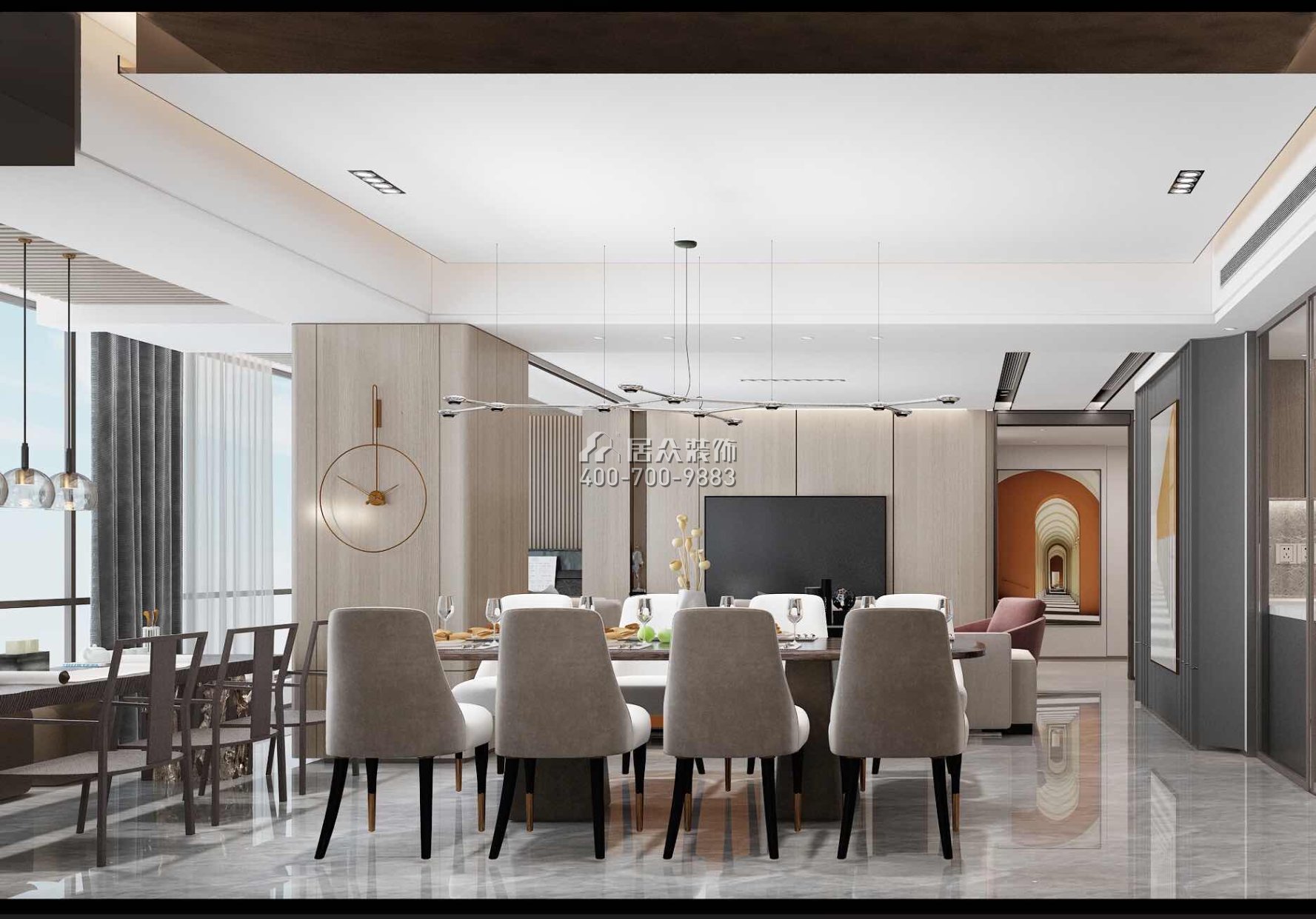 华润城润府198平方米现代简约风格平层户型餐厅装修效果图