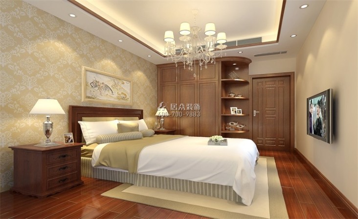 星湖尚景苑178平方米美式風格平層戶型臥室裝修效果圖