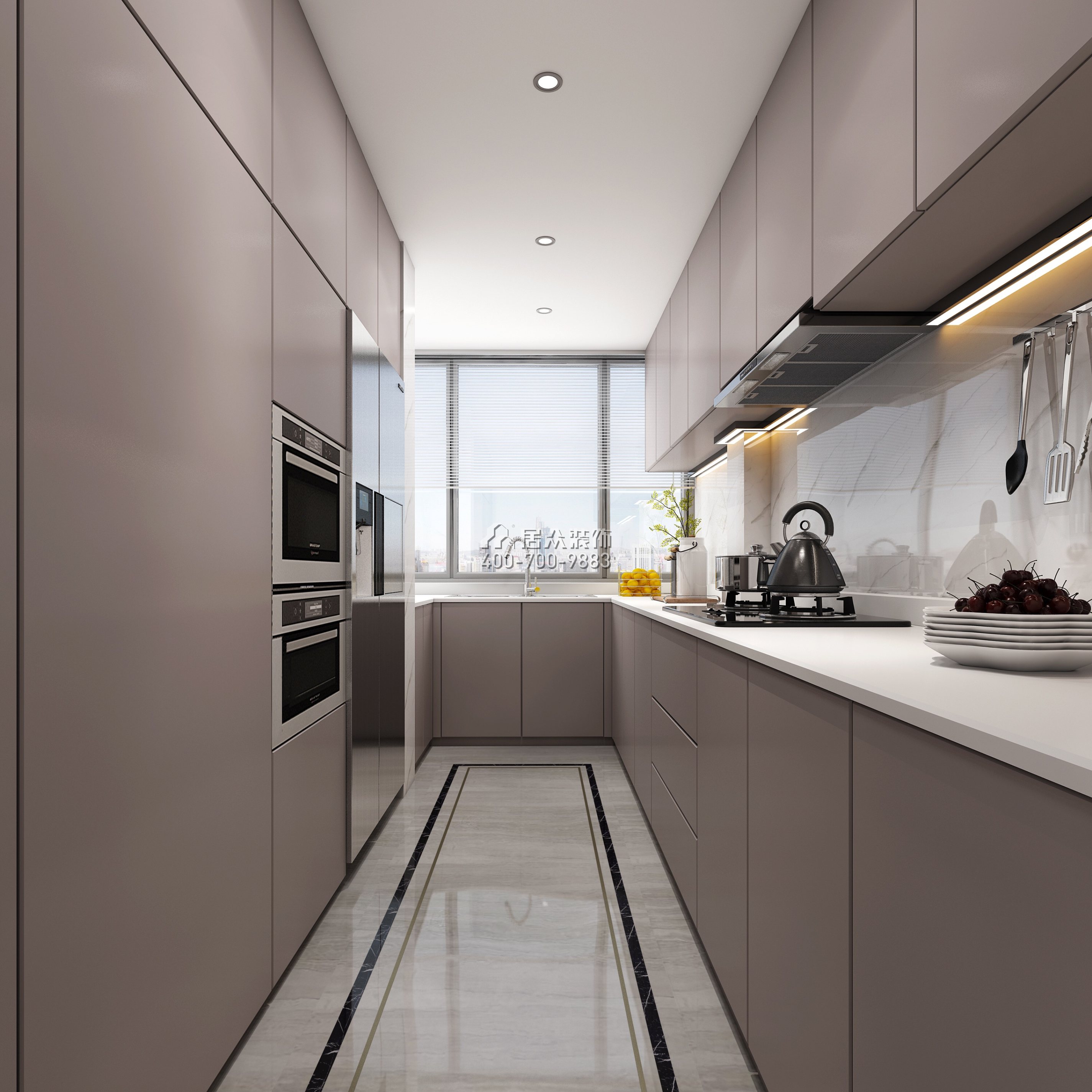 聯投東方華府二期150平方米現代簡約風格平層戶型廚房裝修效果圖