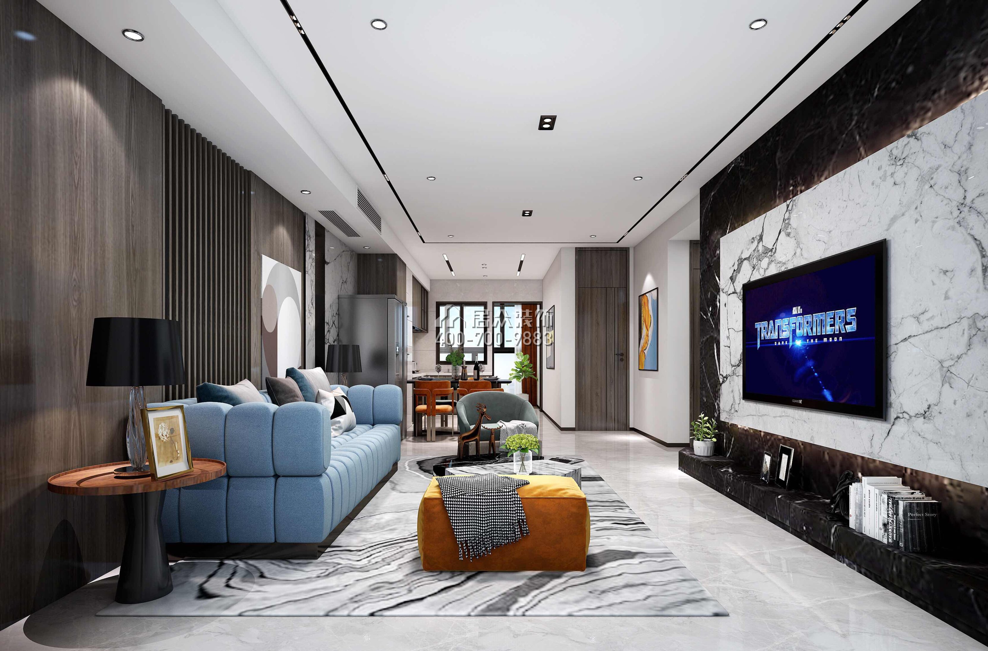 华润小径湾110平方米现代简约风格平层户型客厅装修效果图