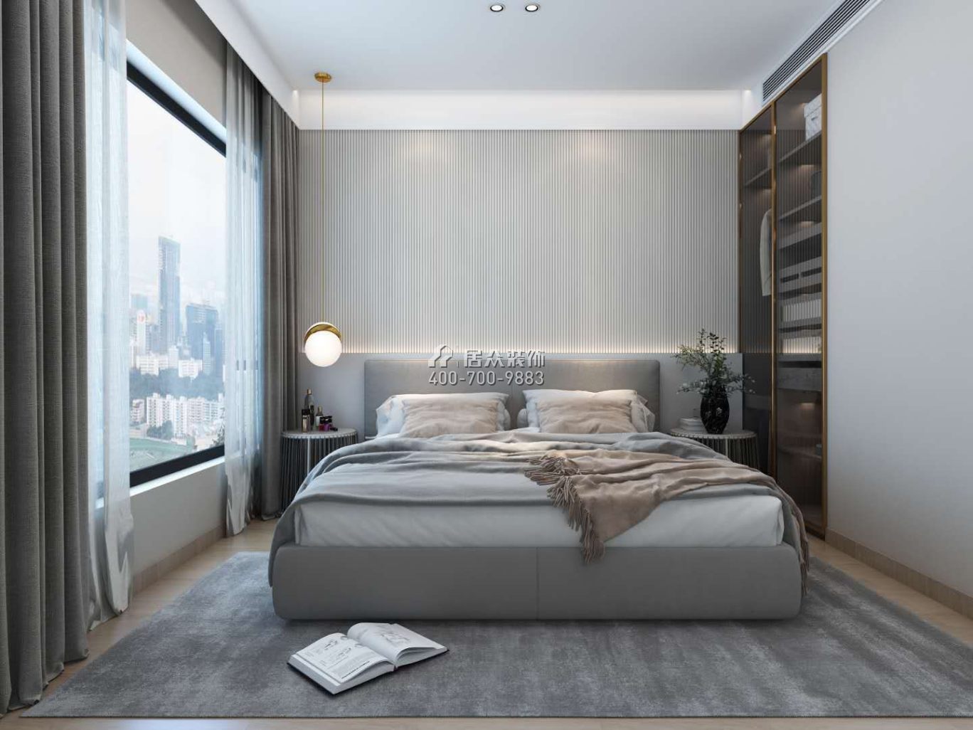 东关乐尚林居108平方米现代简约风格平层户型卧室装修效果图