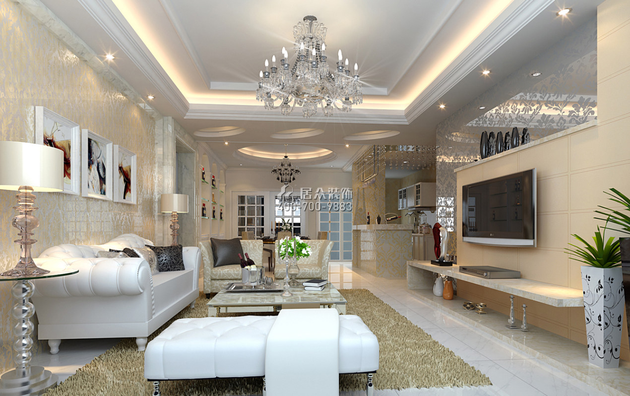 瑞麒紫居夢想家園900平方米混搭風格平層戶型客廳裝修效果圖
