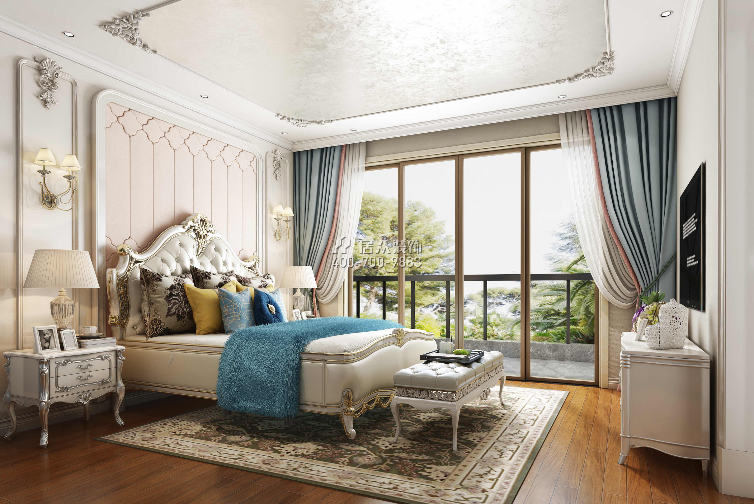 帝庭山500平方米欧式风格别墅户型卧室装修效果图