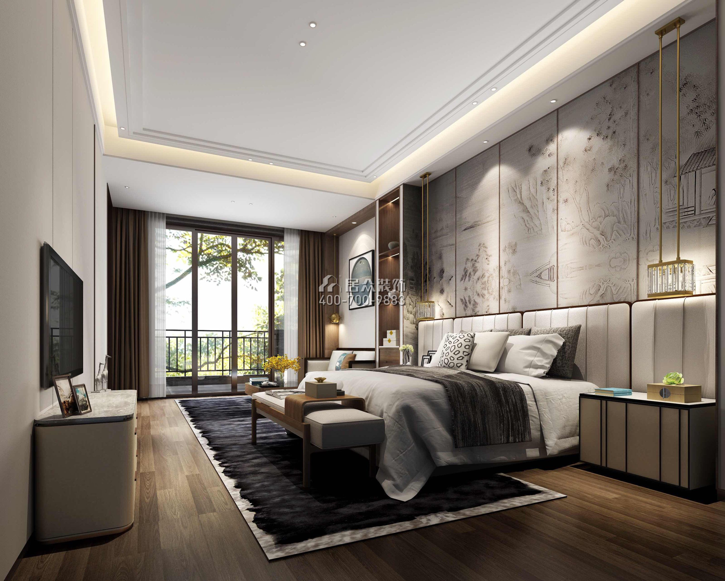 新世纪颐龙湾1000平方米中式风格别墅户型卧室装修效果图