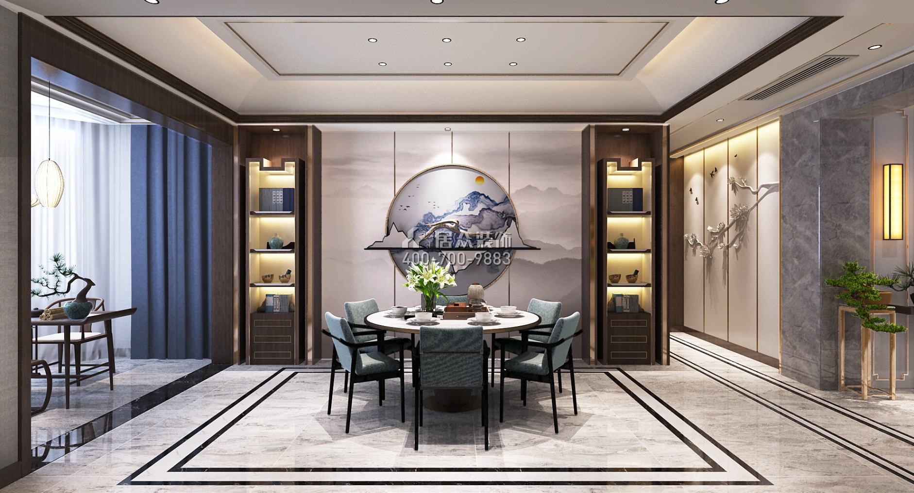 三一翡翠湾240平方米中式风格平层户型餐厅装修效果图
