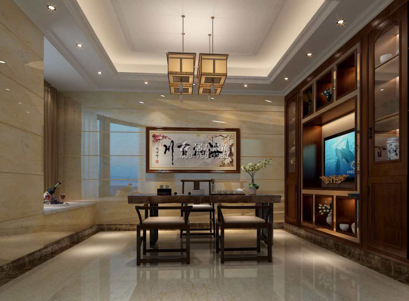 凤城明珠150平方米欧式风格平层户型茶室装修效果图