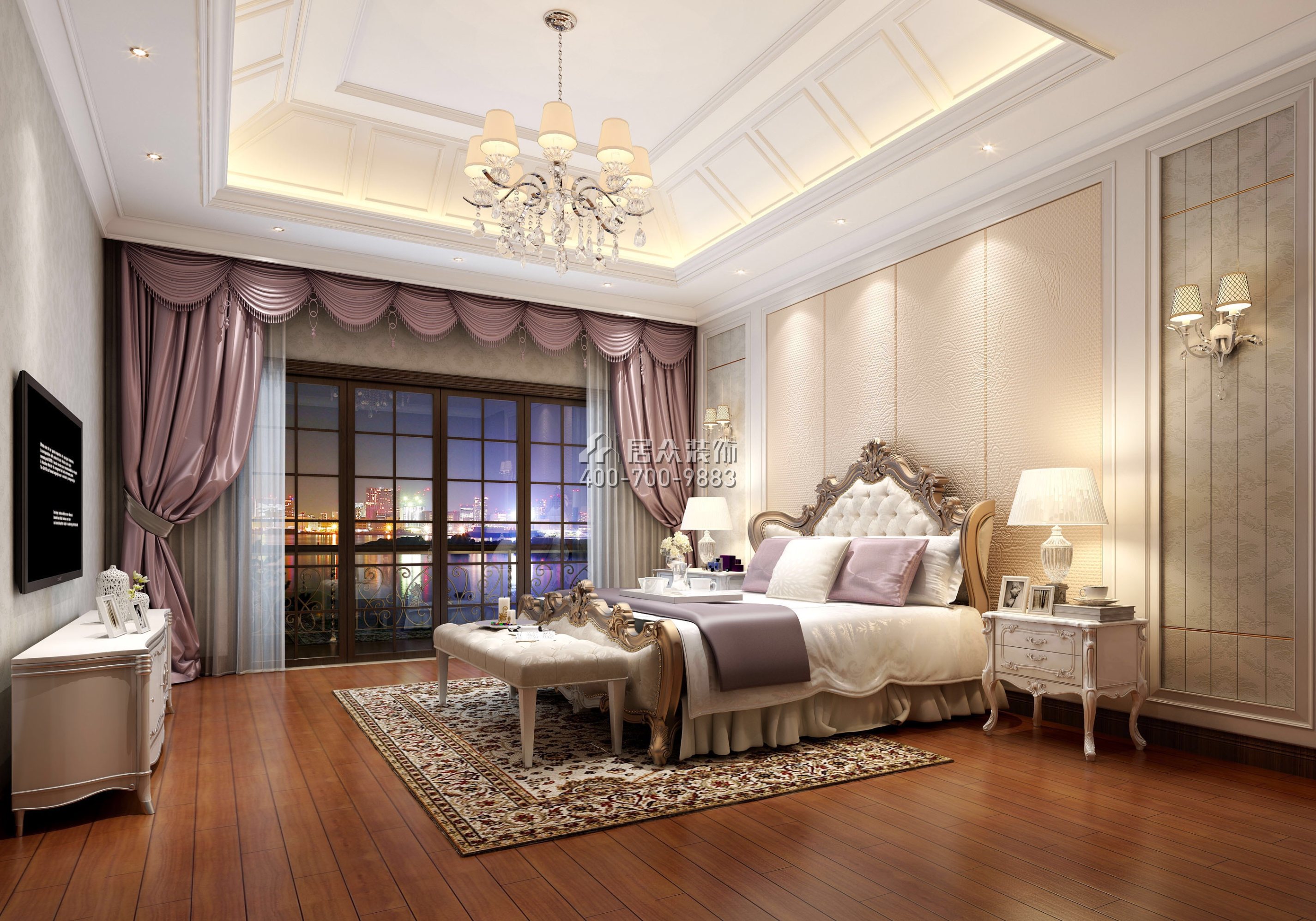 海逸豪庭御峰321平方米美式風格別墅戶型臥室裝修效果圖