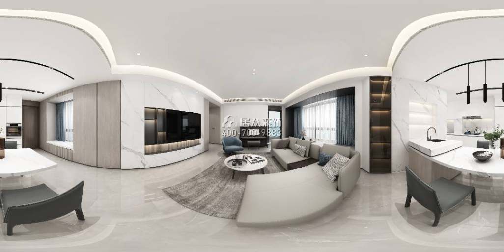 天鵝湖花園三期122平方米現代簡約風格平層戶型客廳裝修效果圖