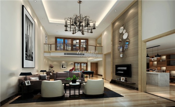 蓝山锦湾563平方米现代简约风格别墅户型客厅装修效果图