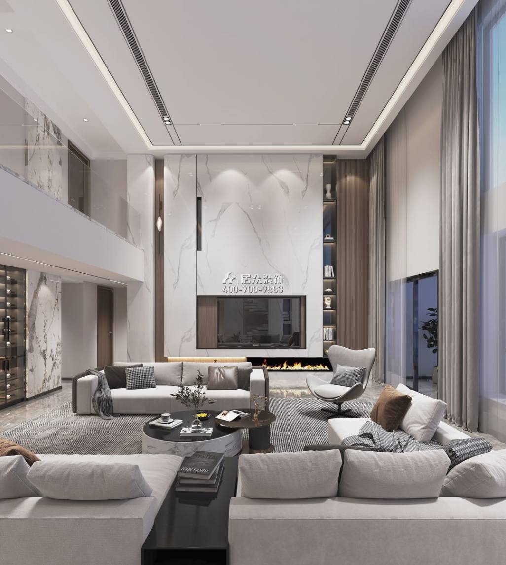 中信红树湾-三期638平方米现代简约风格复式户型客厅装修效果图