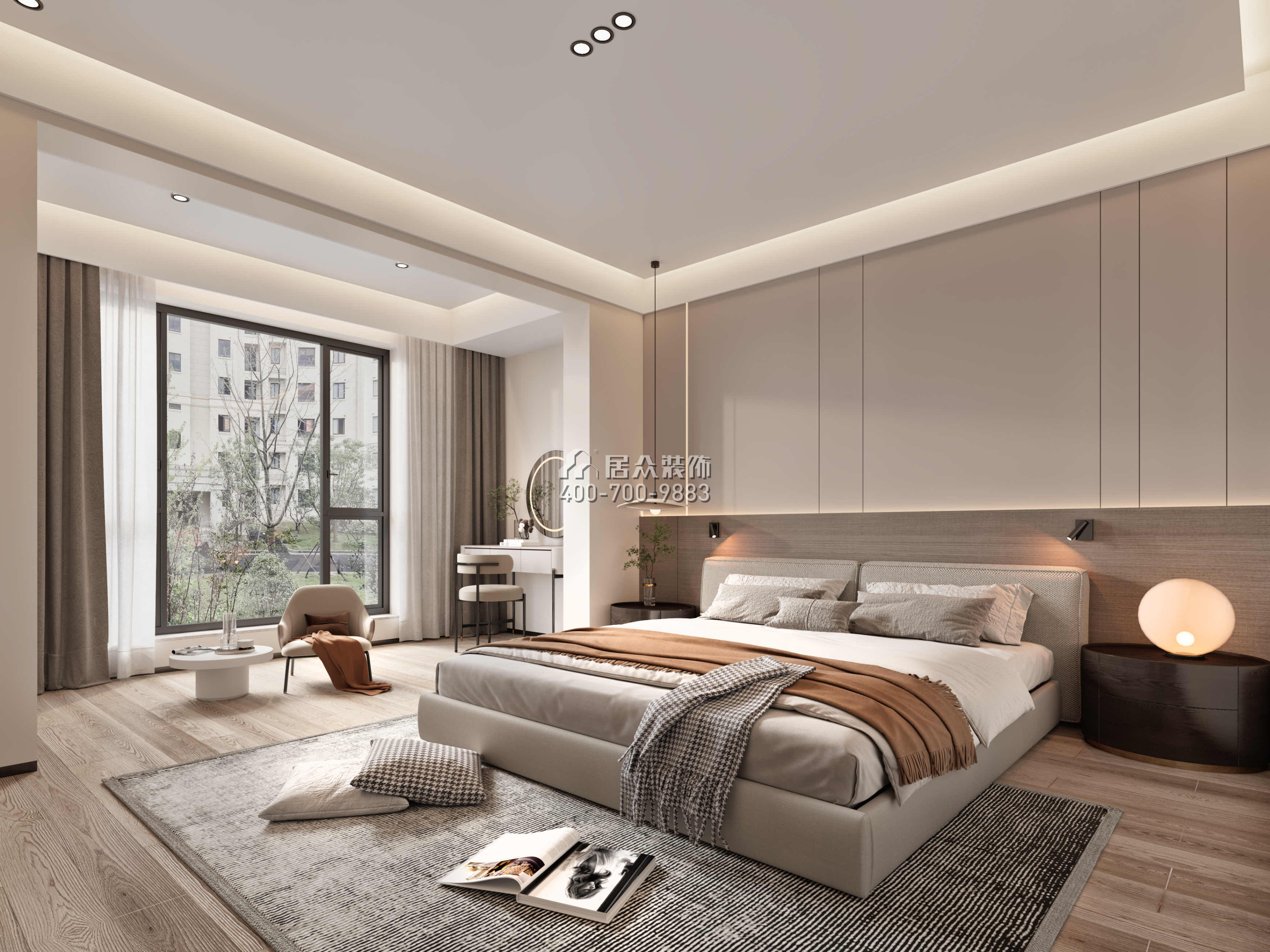 金天地悦湾400平方米现代简约风格复式户型卧室装修效果图