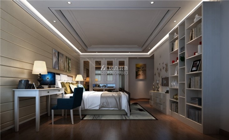 纯水岸十五期286平方米中式风格平层户型卧室装修效果图