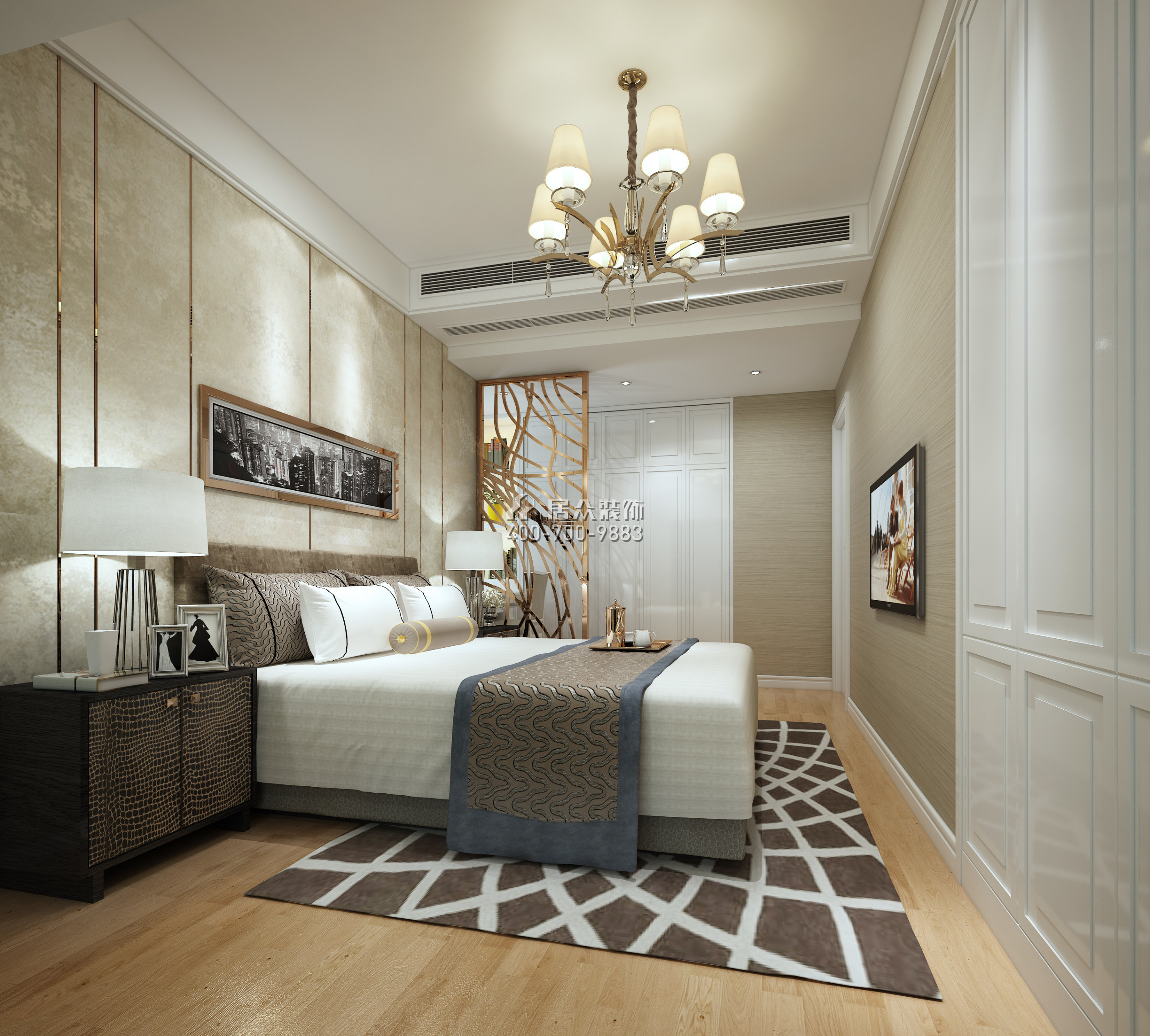 华润城388平方米现代简约风格平层户型卧室装修效果图