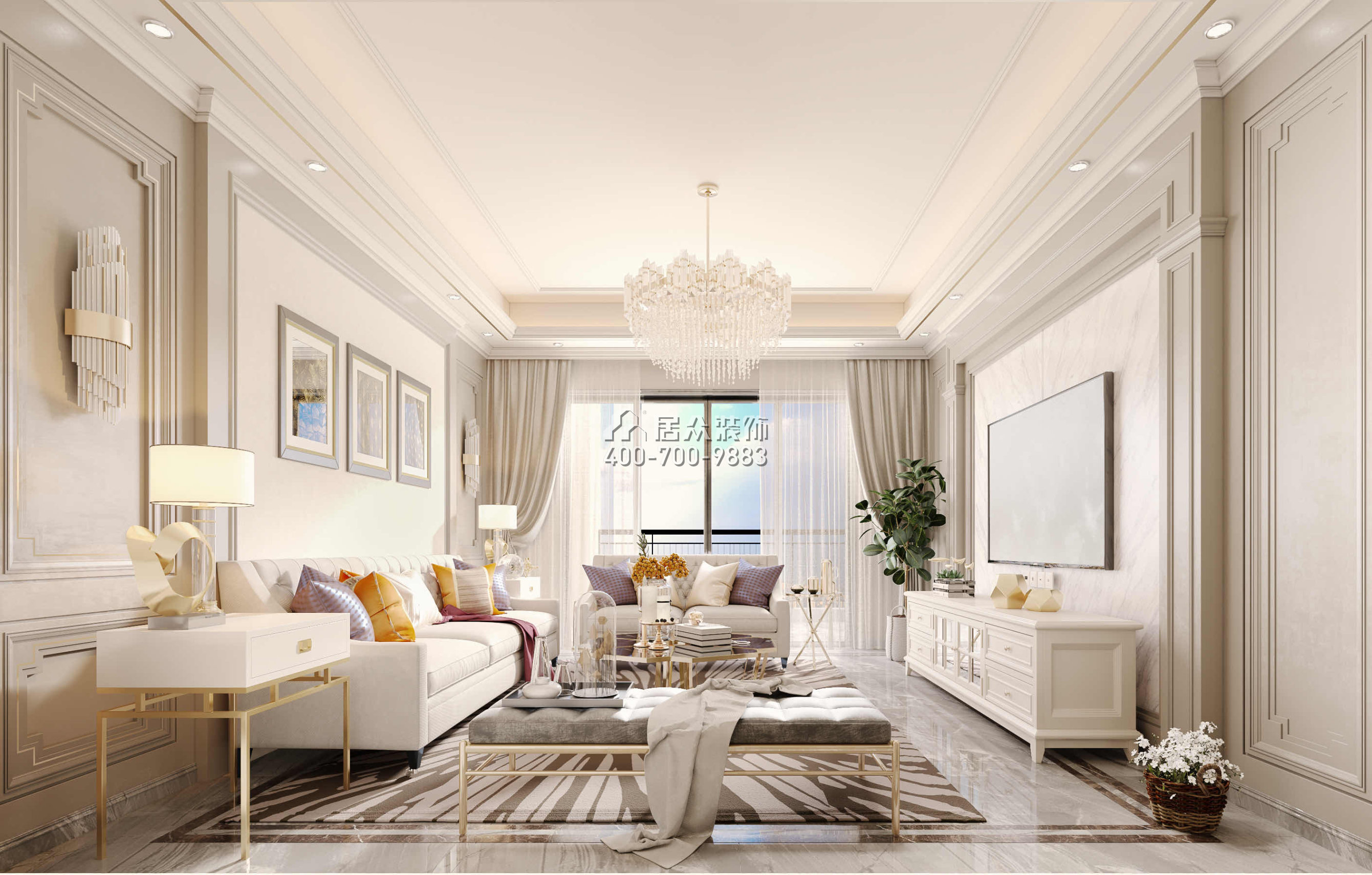 红树别院120平方米欧式风格平层户型客厅装修效果图