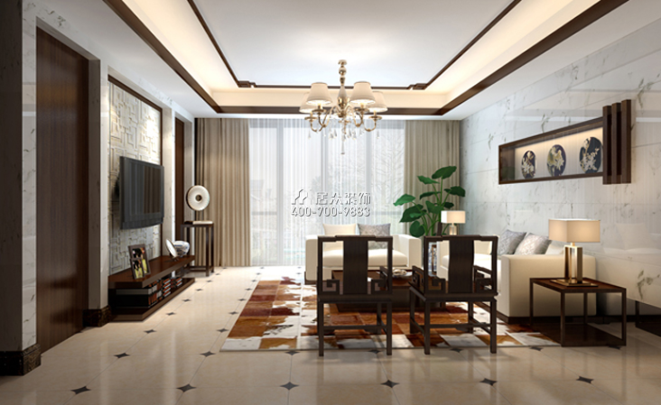 大华海派风范235平方米中式风格平层户型客厅装修效果图