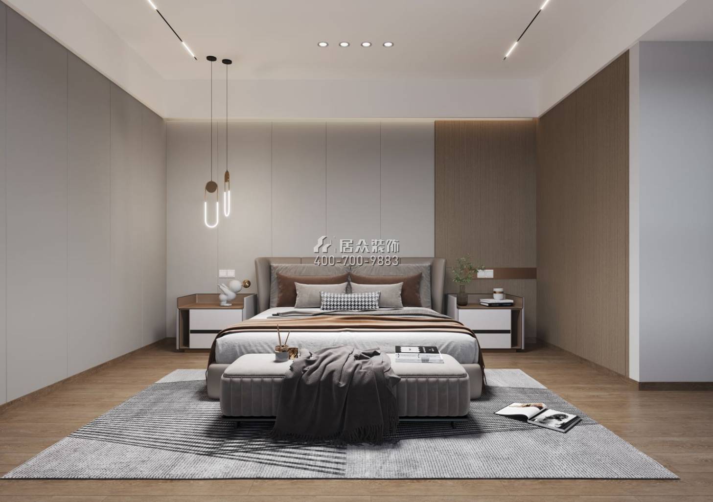 中信红树湾-三期638平方米现代简约风格复式户型卧室装修效果图