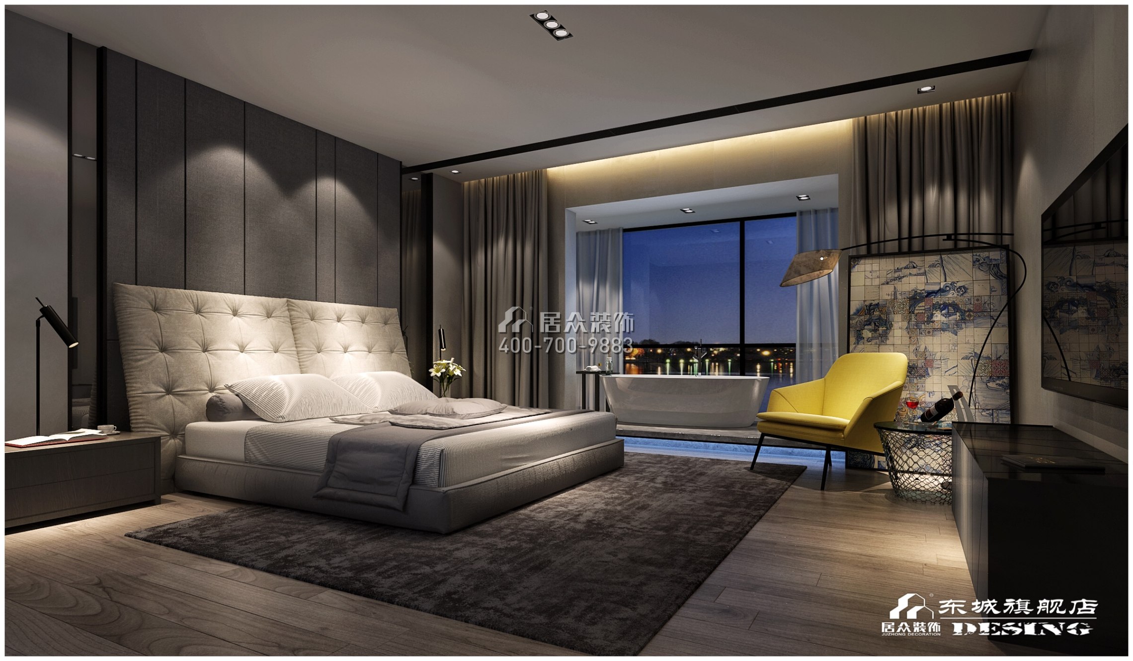 北辰定江洋210平方米中式风格平层户型卧室装修效果图