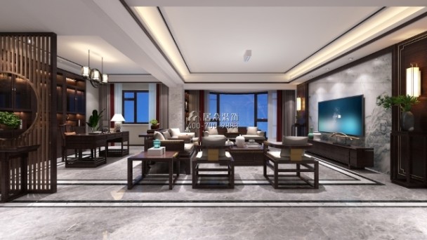 泓鑫城市花园180平方米中式风格平层户型客厅装修效果图