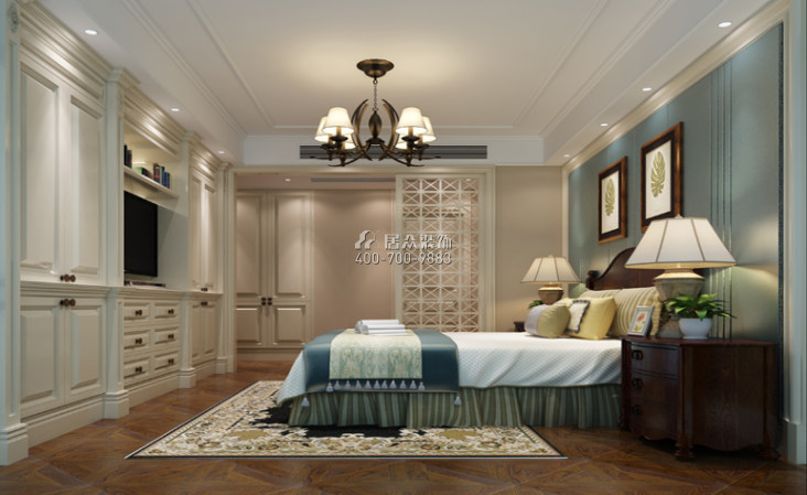 星匯名庭140平方米美式風格平層戶型臥室裝修效果圖