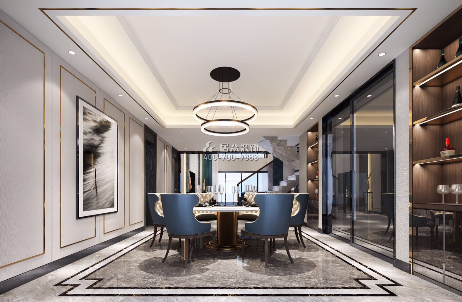 红树别院260平方米现代简约风格复式户型餐厅装修效果图