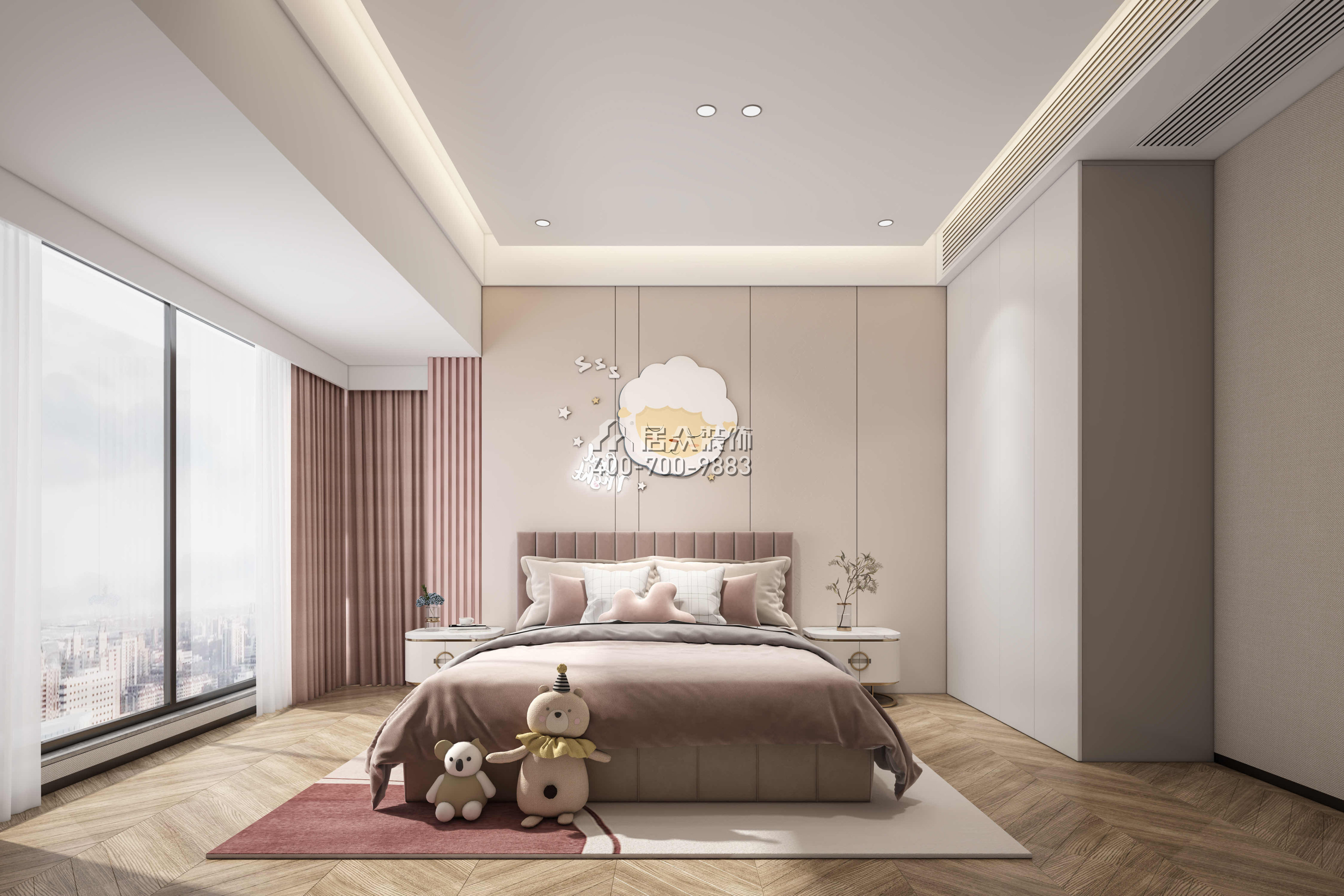 中旅国际公馆120平方米现代简约风格平层户型卧室装修效果图