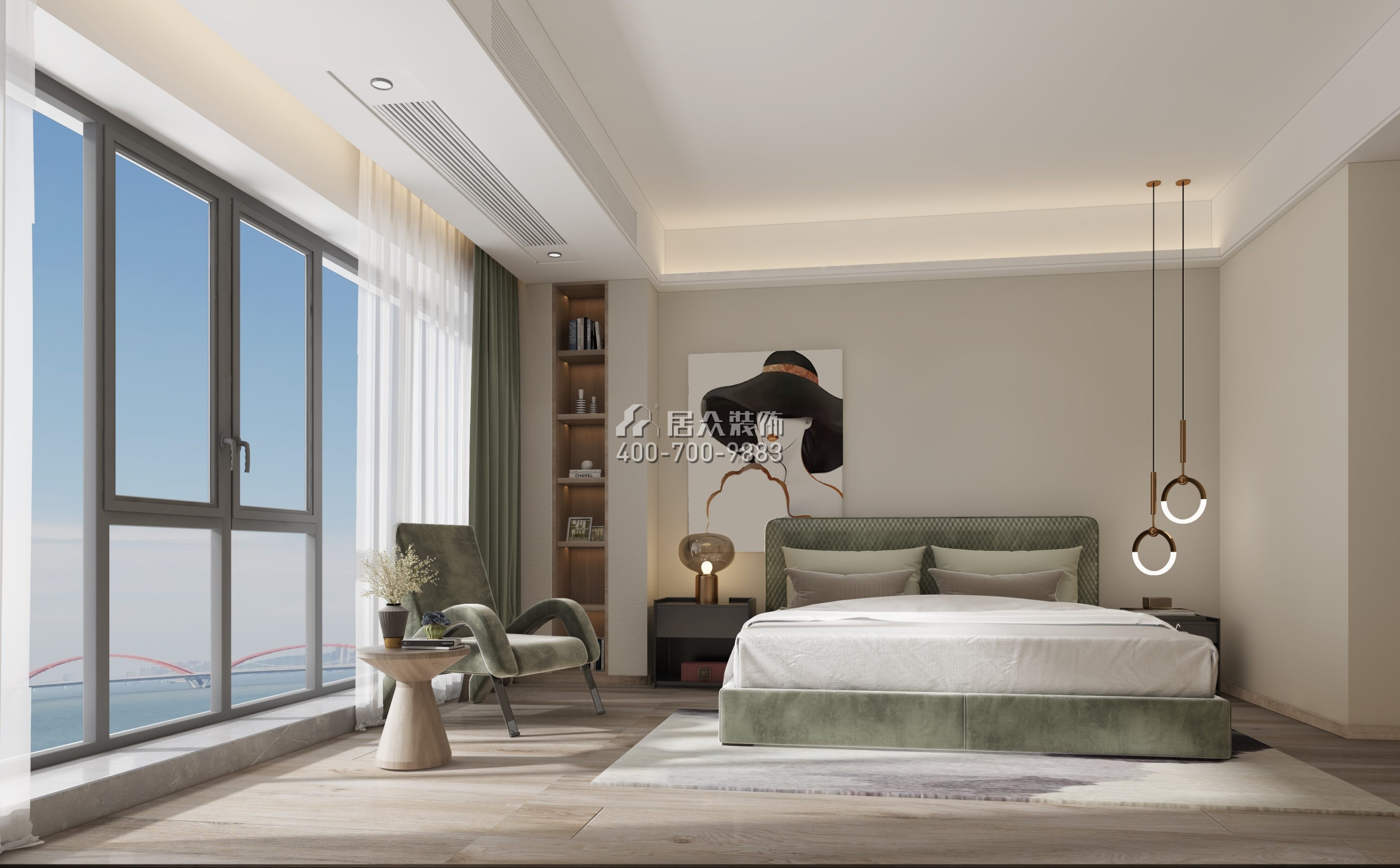 保利天禧220平方米现代简约风格平层户型卧室装修效果图