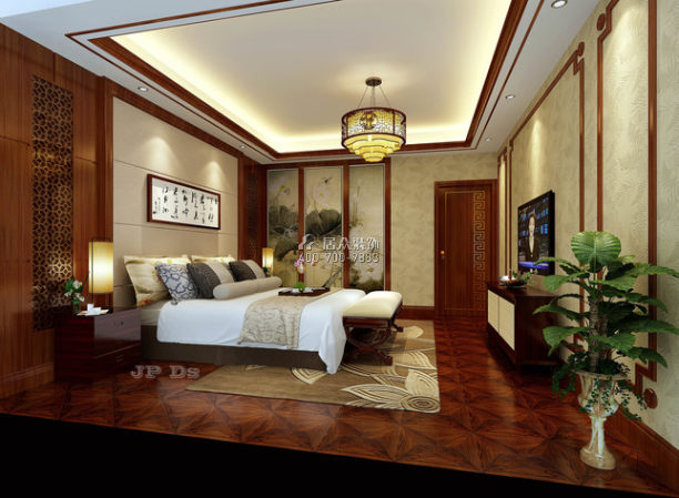 南山意境190平方米中式风格平层户型卧室装修效果图