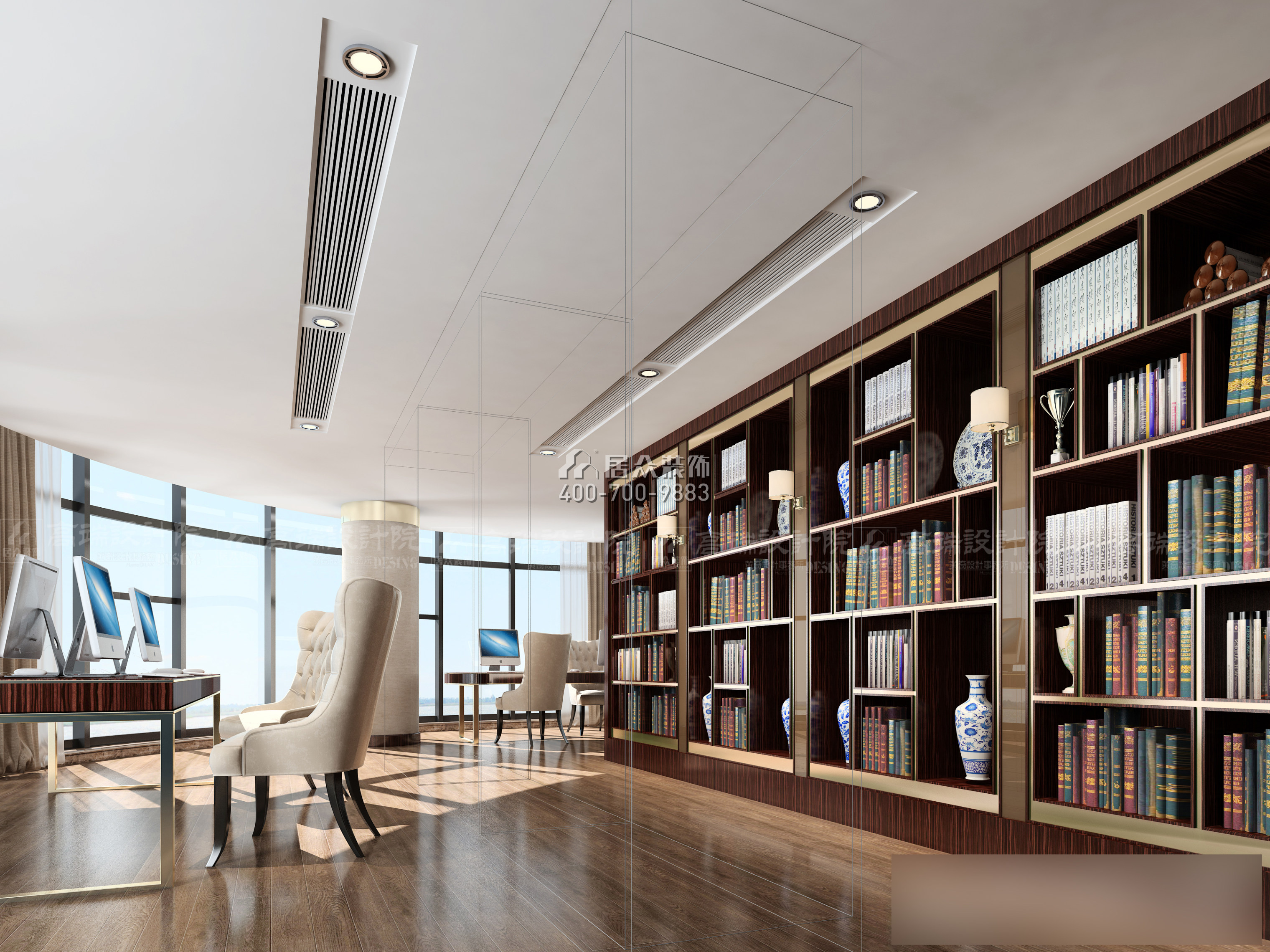 湘江豪庭900平方米其他风格复式户型书房装修效果图