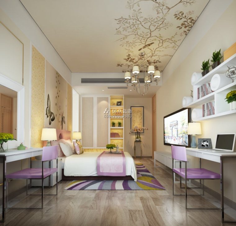 星汇湾320平方米现代简约风格平层户型卧室装修效果图