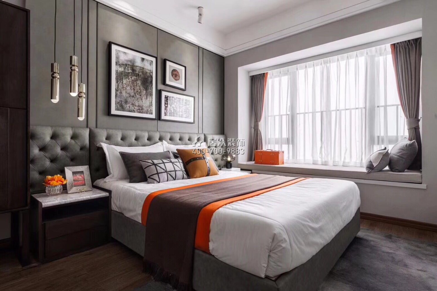 京基滨河时代广场120平方米现代简约风格平层户型卧室装修效果图