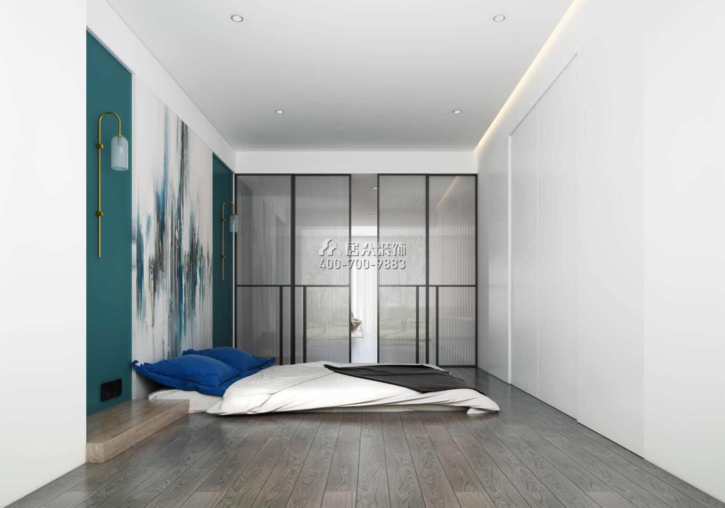 华发峰景湾217平方米现代简约风格平层户型卧室装修效果图