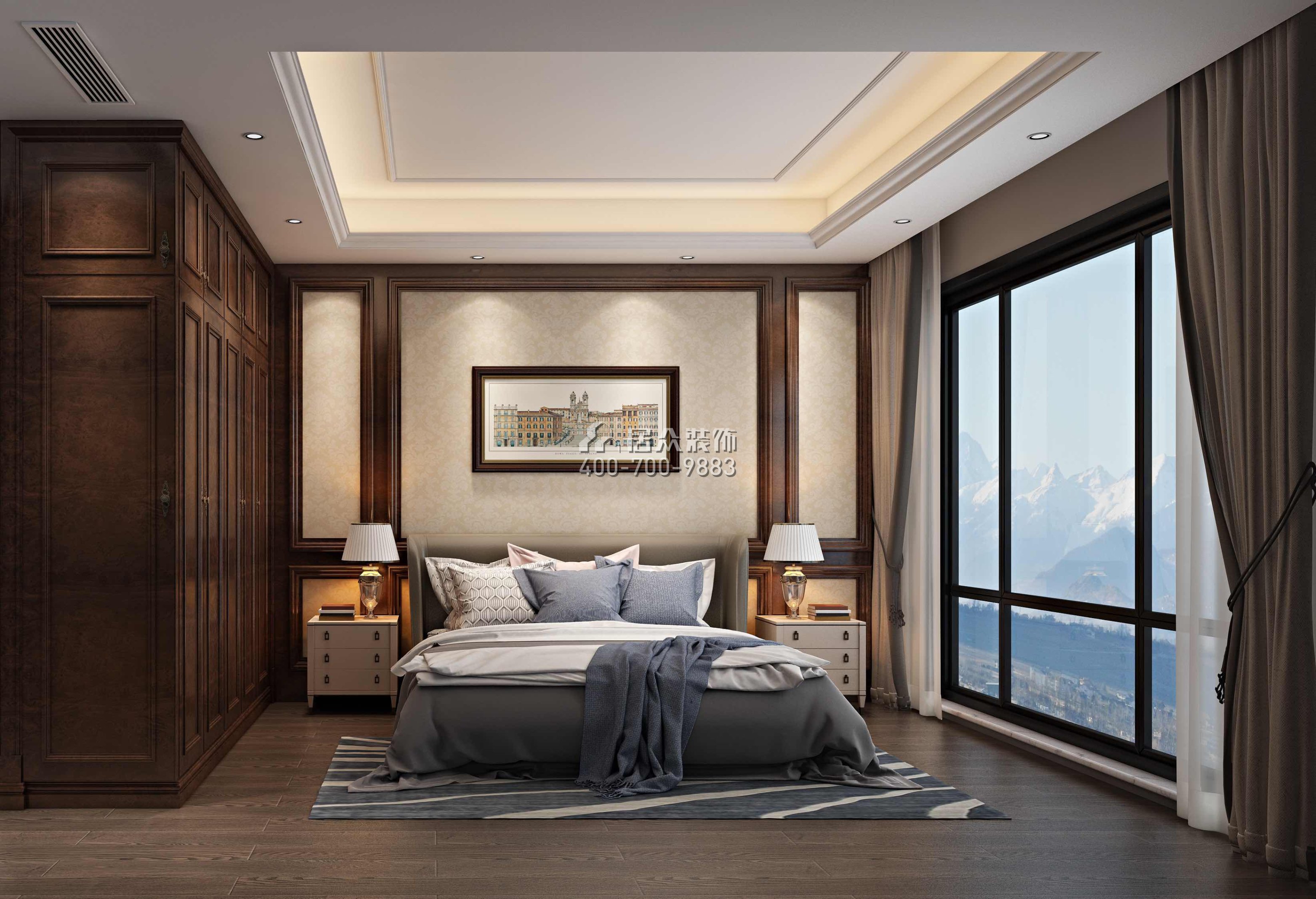 蘭江山第一期200平方米美式風格平層戶型臥室裝修效果圖
