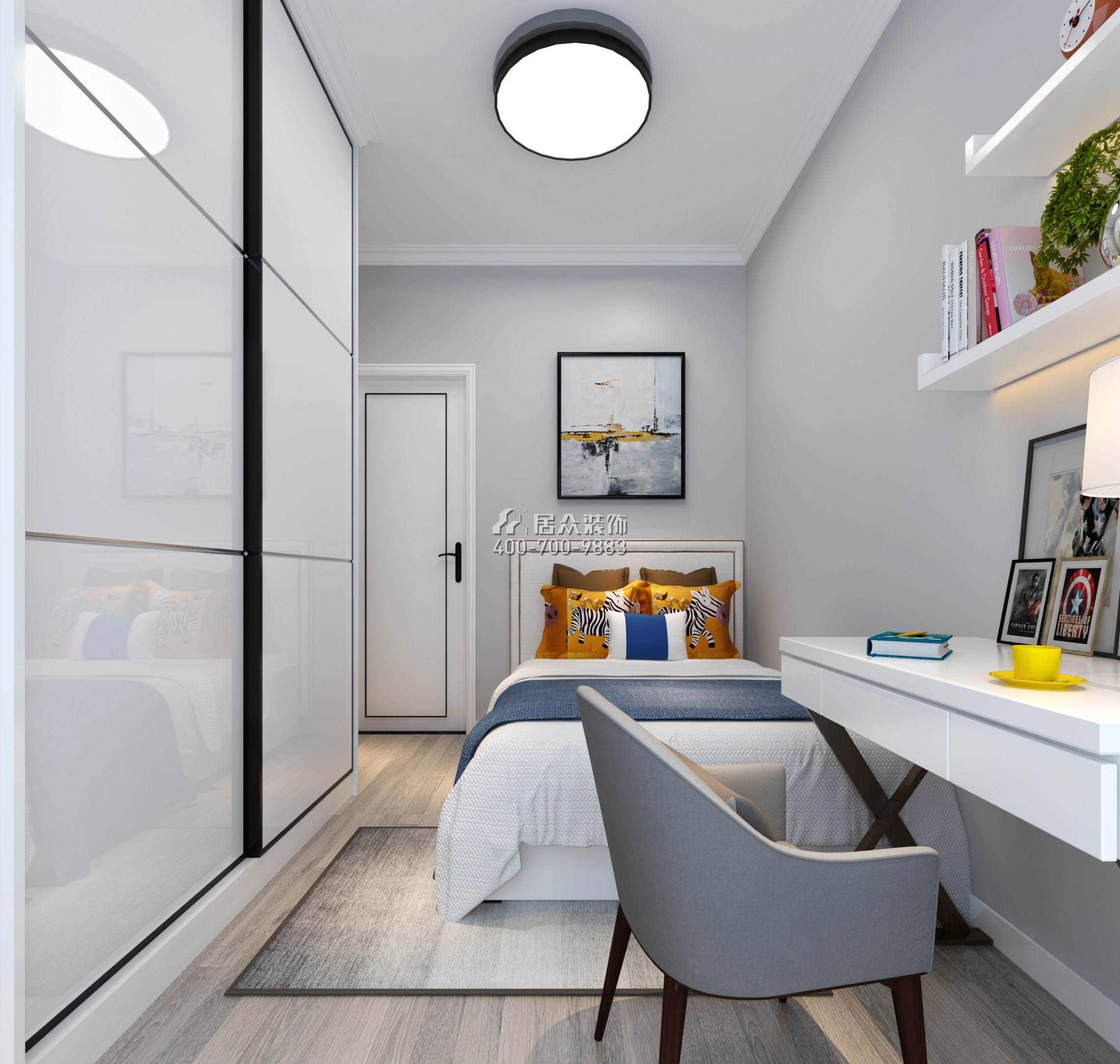 宏发世纪城89平方米现代简约风格平层户型卧室装修效果图
