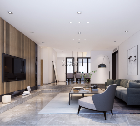 熙龙湾二期274平方米现代简约风格复式户型客厅装修效果图