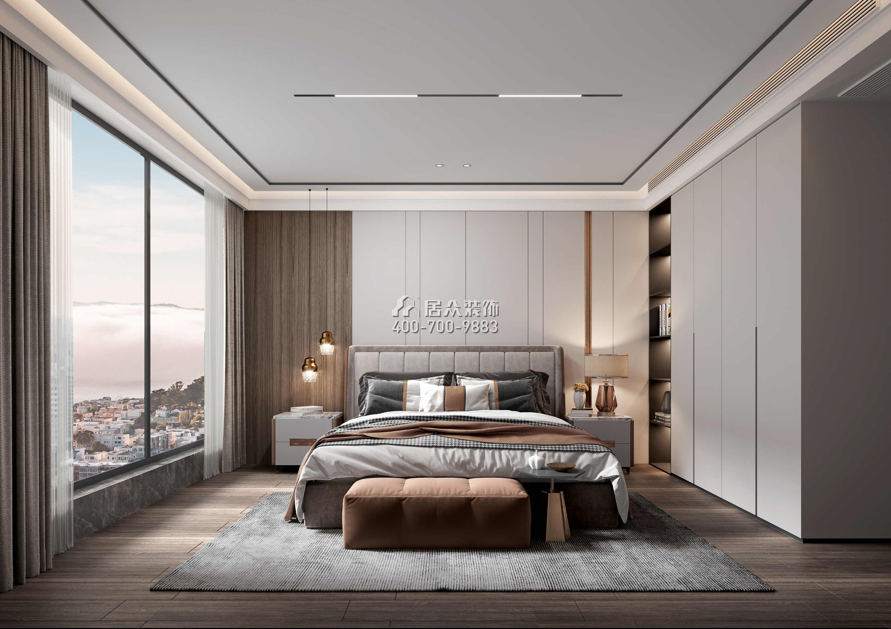 阳光粤海花园230平方米现代简约风格平层户型卧室装修效果图