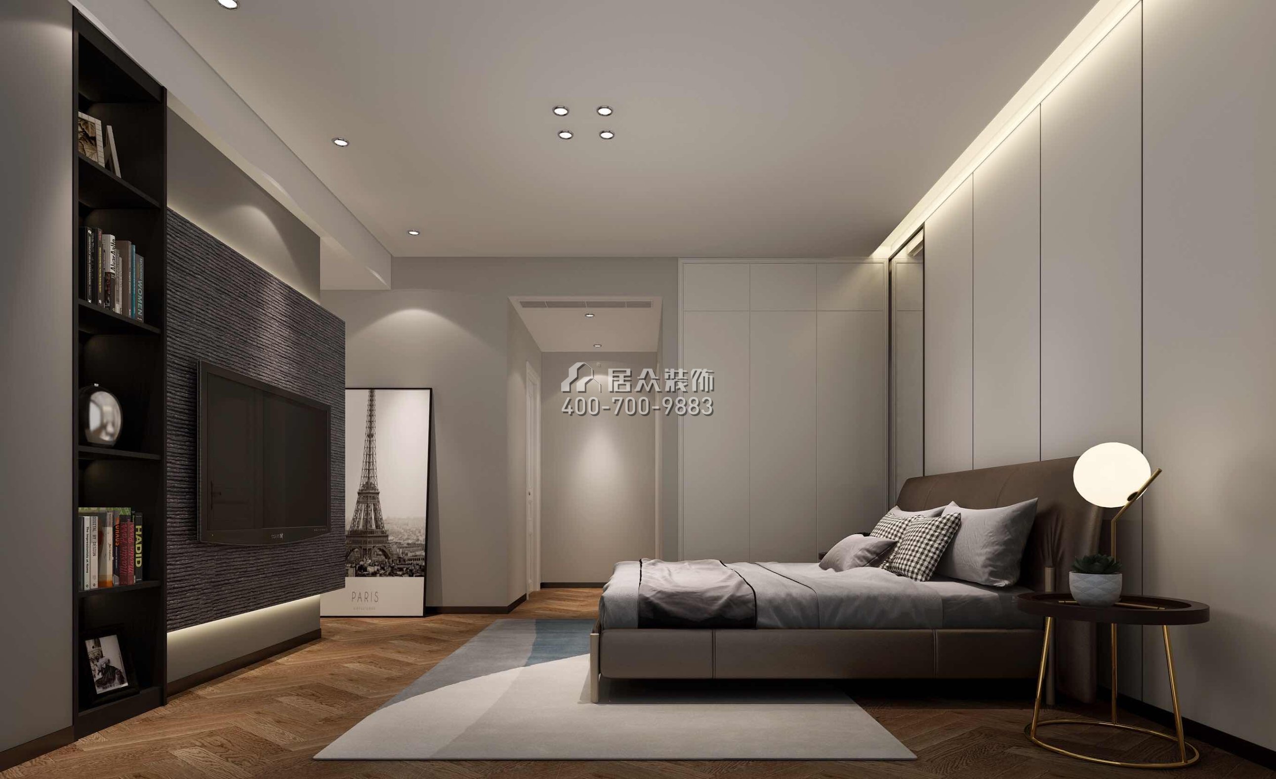 华发山庄191平方米现代简约风格平层户型卧室装修效果图