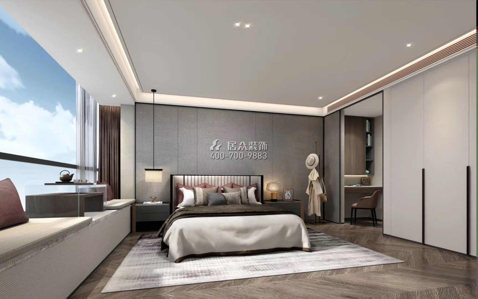 颐湾府189平方米现代简约风格平层户型卧室装修效果图