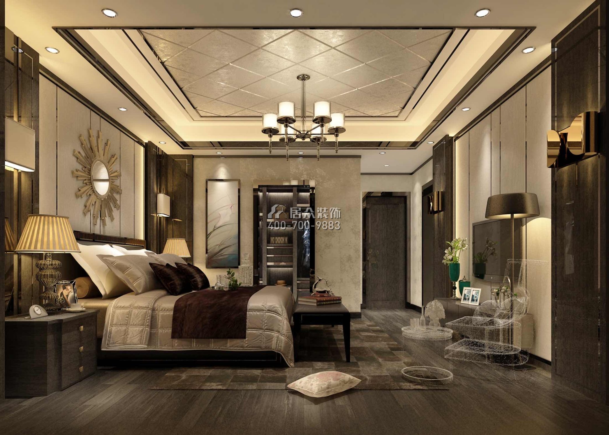 山语清晖218平方米新古典风格平层户型卧室装修效果图
