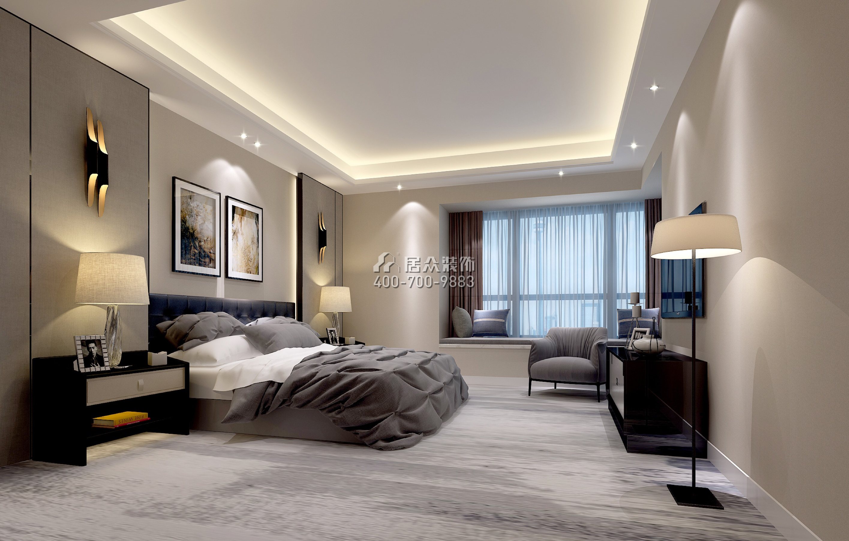 天誉190平方米现代简约风格平层户型卧室装修效果图
